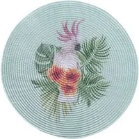 Macosa Home Platzset Tischset 4 Stk. Grün Papagei 35 cm rund Kunststoff Platzsets, (Tisch-Unterlage Tischset Platzdeckchen, abwischbar Tischdeko Tischmatte Platzmatte), abwischbar Tischdeko Tischmatte Platzmatte