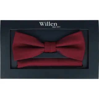 Willen - Schleife und Einstecktuch,Schleife blau,Schleife Hochzeit,Schleife Anzug,Schleife Hemd bordeaux - Gr. - OS