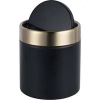 relaxdays Kosmetikeimer Mini Tischmülleimer 1,5 Liter, schwarz