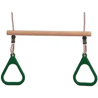 Loggyland Schaukelkombination Holztrapez mit Kunststoffringen, in ergonomischer Dreiecksform