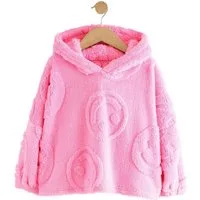Next Fleecepullover Kurze Kapuzendecke aus Jacquard-Fleece, Happy Face (1-tlg)