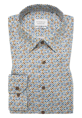 ETERNA - Dynamic Cotton Twill Langarm blau - Gr. - 44