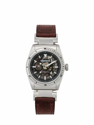 Ingersoll Herren Uhr The Scovill Braun Edelstahlgehäuse, silber: ca