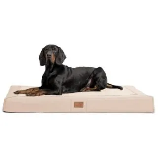 Tierlando ® OSCAR VISCO Orthopädische Hundematratze Kunstleder Velours Hundebett creme 1 m, 11 cm, 80 cm