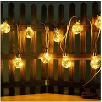 GLOBO LIGHTING Gartenleuchte, LED-Leuchtmittel fest verbaut, Warmweiß, Solarlichterkette 10x LED Glühbirnen Außenlampe Gartendeko amber