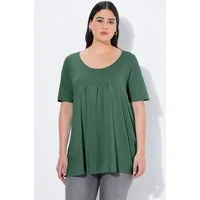 Ulla Popken T-Shirt T-Shirt Zierfalten A-Linie Rundhals Halbarm Modal