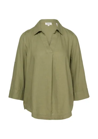 s.Oliver Red Label - Bluse mit V-Ausschnitt und 3/4-Ärmeln grün - Gr. - 42