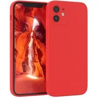EAZY CASE Handyhülle für Apple iPhone 12 Hülle Silikon 6,1 Zoll, Silikon Schutzhülle mit Kameraschutz stoßfest handycover elastisch Rot