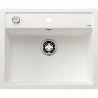 Blanco Spüle 514771 60,5 x 50 cm, PuraDur weiß, Ablauffernbedienung mit Drehbetätigung