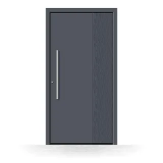 Aluminium Haustür, Anthrazitgrau RAL 7016, 70x170 cm, ohne Glas mit Relief in Wellenform, Schüco-Profil, Modell Rostock, individuell konfigurieren