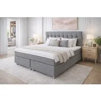 Tesla Dreams Boxspringbett Ronda 7-Zonen-Taschenfederkern, Wendematratze (Härtegrad wählbar) (inkl. Topper, Echtes Boxspring: Taschenfederkern in Box & Matratze), Individuell: H2/H3–H3/H4, 4 Topper zur Wahl, Premium Komfort