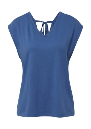 s.Oliver Red Label - T-Shirt mit V-Ausschnitt und Rücken-Detail blau - Gr. - 38