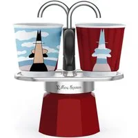 BIALETTI Espressokocher, 0,09l Kaffeekanne, (1 Espressokocher + 2 Espressobecher, 90 ml)