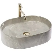 wohnwerk.idee Aufsatzwaschbecken Marmoroptik Waschtisch Waschbecken Beige Naturstein Design 50x38cm