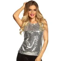 Boland Kostüm Schickes Pailletten Top für Damen silber