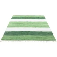 THEKO Teppich Stripe Cotton, handgewebt, rechteckig, Höhe: 5 mm, Flachgewebe, gestreift, reine Baumwolle, mit Fransen, auch als Läufer