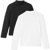 bonprix Stehkragenshirt (Packung, 2-tlg) schmale Passform, Stehkragen, aus reiner Baumwolle