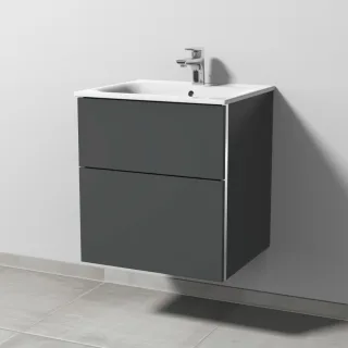 Sanipa 3way Waschtischunterbau zu Geberit Renova Plan Slim Waschtisch mit 2 Auszügen, Anthrazit-Matt BR68522