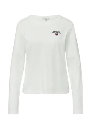 s.Oliver Red Label - Longsleeve mit Stickerei-Detail weiß - Gr. - 36