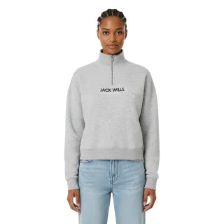 Jack Wills - "Honeylane" Sweatshirt für Damen, mit halbem Reißverschluss (Grau meliert)