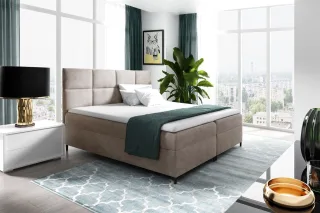 Boxspringbett Schlafzimmerbett NERA 160x200cm in Stoff Fresh Beige