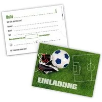 itenga Grußkarten itenga 12 x Postkarte Einladung "Fußball" Geburtstag Kinder Party DIN