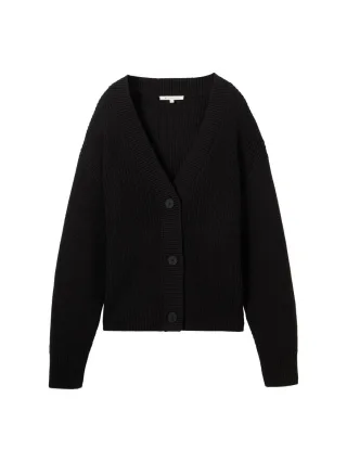TOM TAILOR Denim - Strick Cardigan mit V-Ausschnitt schwarz - Gr. - M