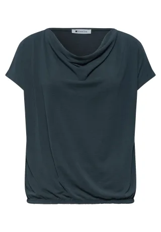 Street One - Silk-Look Shirt mit Waterfall-Front deep bound green - Gr. - 34