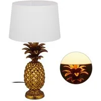 relaxdays Tischleuchte Tischlampe Ananas gold, Ein- und Ausschalten über Kabelschalter, Geeignet für Leuchtmittel bis max. 60 W, E27-Fassung, Leuchtmittel nicht inklusive