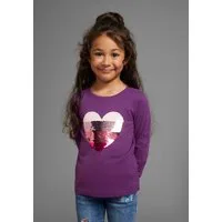 KIDSWORLD Langarmshirt, mit Paillettenherz zum Wenden Langarm, Basic-Passform, mit glitzernden Pailletten