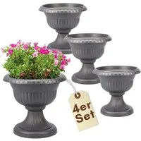 GarPet Blumentopf 4er Set Blumentopf mit Ständer Pflanzenständer Blumenständer Hoch 30cm
