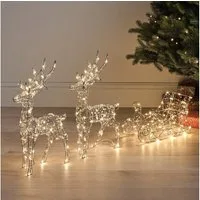 Lights4fun LED Dekofigur LED-Rentiere mit Schlitten außen