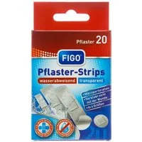 FIGO Wundpflaster 20 transparente Pflasterstrips, wasserfest, unsichtbar (Stück, 20 St., Pflaster), Wundpflaster transparent Pflasterstrips Heftpflaster