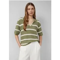 s.Oliver Kurzarmpullover Strickpullover Strickpolo mit V-Ausschnitt im Relaxed Fit