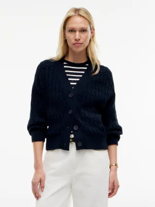 MID GG CABLE V-NK LS CARDI Dark Night Navy - Gr. - XS