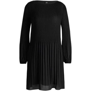 Boss - Kleid mit ausgestelltem Rock für Damen, Mit Falten (Schwarz)
