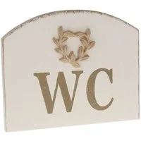 Macosa Home Hinweisschild WC Tür-Schild aus Holz rustikal 12 x 10 cm Landhaus Holzschild, (1 St), Dekoschild Türdeko Deko-Accessoire Toiletten-Schild weiß