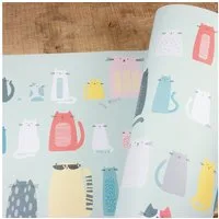 Bow & Hummingbird Geschenkpapier Katzen 69x48cm – Hochwertiges Geschenkpapier mit modernem Katzenmotiv, Bow & Hummingbird, 100% Recyclingpapier