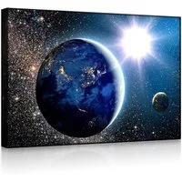 lightbox-multicolor LED-Bild Erde im Weltall front lighted / 60x40cm, Leuchtbild mit Fernbedienung