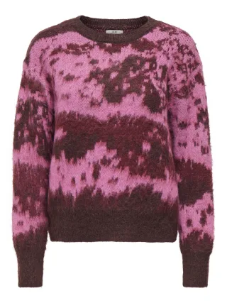 JDY - JDYLESLIE L/S O-NECK JACQ. PULLOVER KNT Decadent Chocolate - Gr. - M