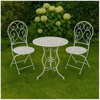 HTI-Living Garten-Essgruppe Bistroset aus Metall 3-teilig Weiß, (Set, 3-tlg., 2 Klappstühle 1 Tisch ohne Dekoration), Sitzgruppe Metall