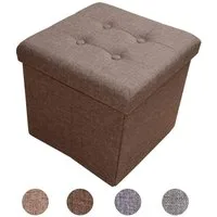 style home Sitzhocker mit Stauraum faltbare Sitzwürfel, Sitzbank Fußhocker für Wohnzimmer Schlafzimmer, Leinen, Braun