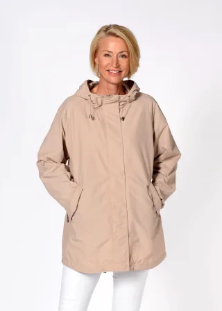 CLARINA - Jacke mit Kapuze, 1/1 Arm, uni camel - Gr. - 44