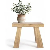 LS-LebenStil Blumenständer Pflanzenhocker Teak Holz Rechteckig Niedriger Blumenständer Hocker (Design Deko Hocker Teak Holz 21x16cm Mini Tisch rustikales Tischchen, 1 St., Braun 4 Füße kleiner Pflanzenständer Pflanzentisch Holzhocker Deko), FSC zerti