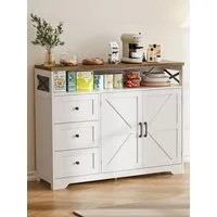 FiveWillowise Stauraumschrank mit Schubladen, 120 x 35 x 95cm, Cremeweiß in Holzoptik (1-St) Breite: 120 cm. Tiefe: 35 cm. Höhe: 95 cm