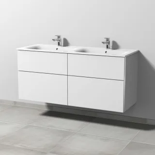 Sanipa 3way Waschtischunterbau zu Geberit Renova Plan Slim Waschtisch mit 4 Auszügen, Weiß-Soft BR68943
