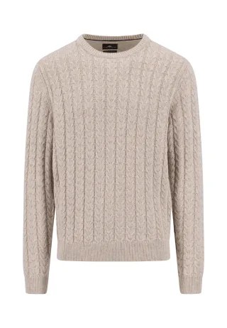 FYNCH-HATTON - O-Neck, Soft Knit Cable new offwhite - Gr. - M