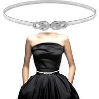 Bwecuy Taillengürtel Schmaler Metall Taillengürtel für Kleid Damen Elastischer Dünner Kettengürtel für Damen