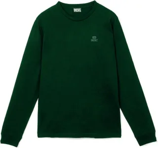 Diesel - Langärmliges, Grünes T-shirt Mit Kleinem, Einfarbigem Logo