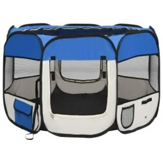 VidaXL faltbarer Welpenlaufstall blau 90 cm, 90 cm, 58 cm
